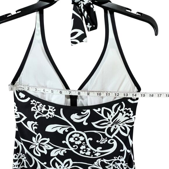 Tommy Bahama Spa Dress Womens M Black White Scroll Halter Cup Cover Up Resort - Picture 8 of 16